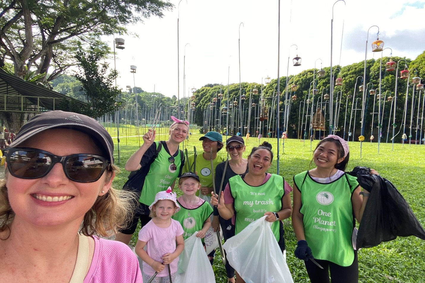 Georgia with her team of volunteers cleaning up a park at Ang Mo Kio.